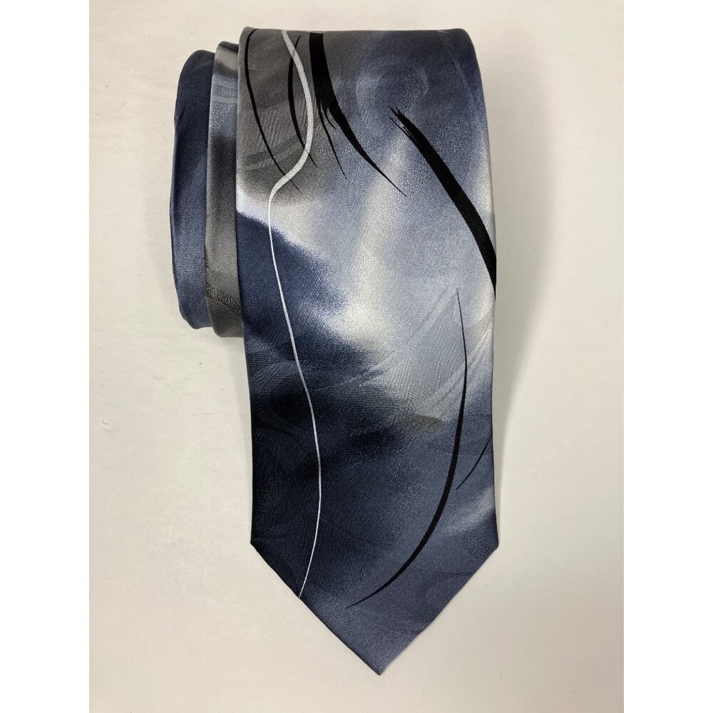 Garcia Abstract Pattern Silk Tie Gray & Black Mens